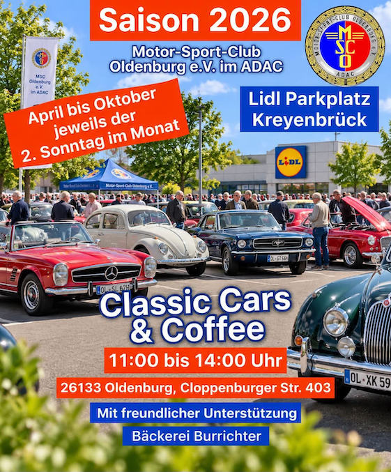 ClassicCars&Coffee Plakat Einladung April-Oktober