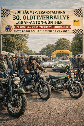 Plakat GAG 2026 vom MSCO mit Motorrädern und Autos